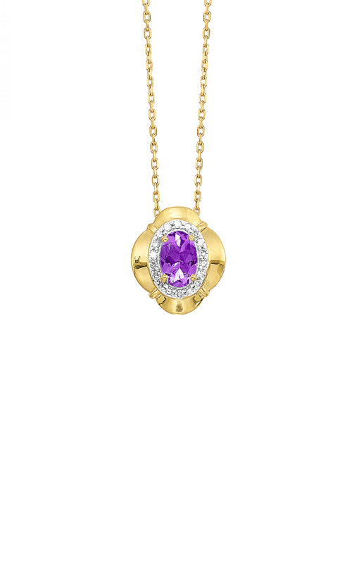Albert's 10k Yellow Gold 3/8ct Amethyst and 1/20ctw Diamond Halo Necklace with 18" Chain PD11134-1YSCM