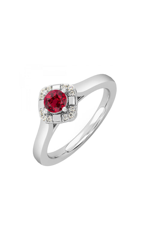 Albert's 14k White Gold 1/3ct Ruby and 1/20ctw Diamond Halo Ring RG14143-4WSCR