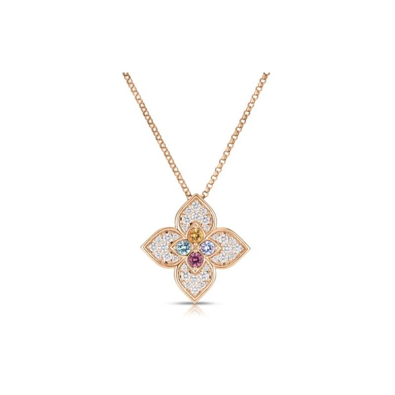 Roberto Coin 18k Rose Gold Venetian Princess Carnival Flower Necklace 8883561AX17X
