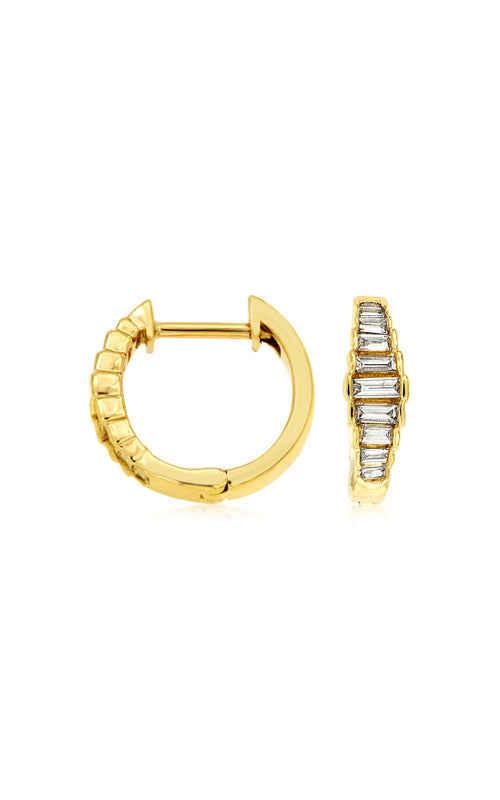 Albert's 14k Yellow Gold .23ctw Diamond Baguette Huggie Hoop Earrings H2047D