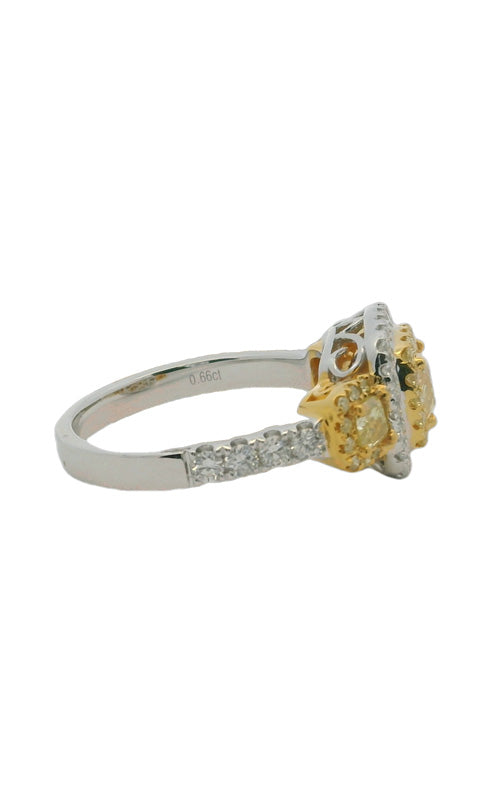 Albert's 14k White Gold .55ct Cushion Cut Yellow Diamond .58ctw Yellow Diamond Melle .45ctw White Diamond Melee Ring R2417858