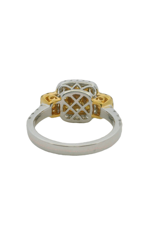 Albert's 14k White Gold .55ct Cushion Cut Yellow Diamond .58ctw Yellow Diamond Melle .45ctw White Diamond Melee Ring R2417858