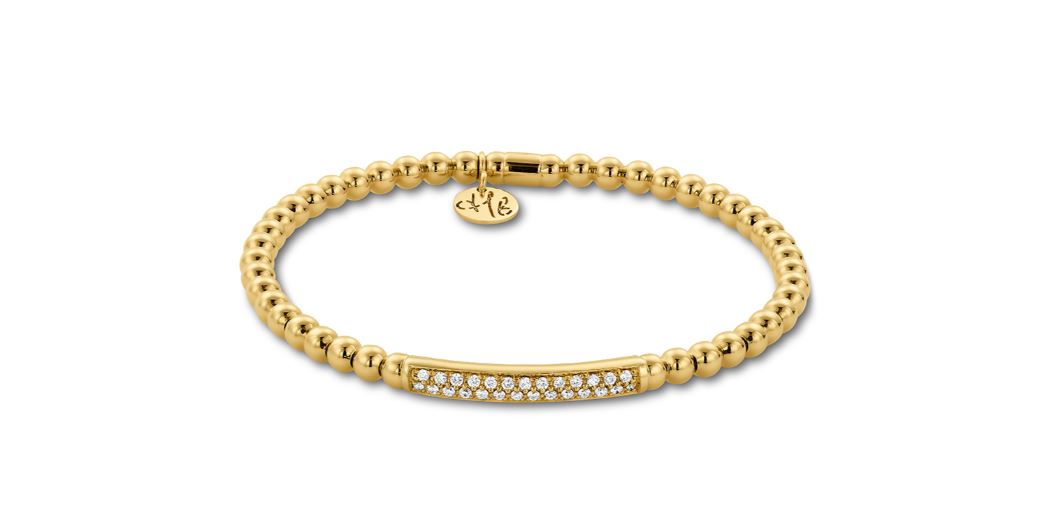 Hulchi Belluni 18k Yellow Gold Bracelet with White Gold Accents .14ct Stretch Bracelet with Diamond Detail 23307-YW