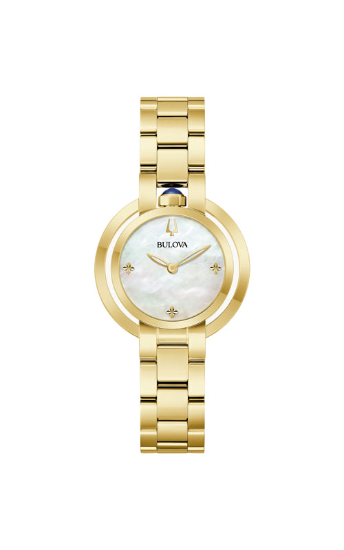 Bulova Ladies' Rubaiyat 30mm Gold Tone Mother of Pearl Watch 97L181