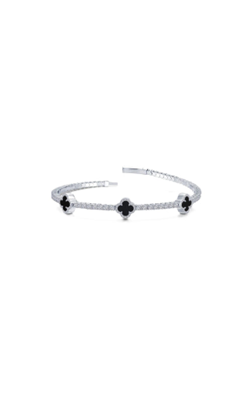 Lafonn Sterling Silver Black Onyx Good Luck Station Flex Bangle B0190OXP75