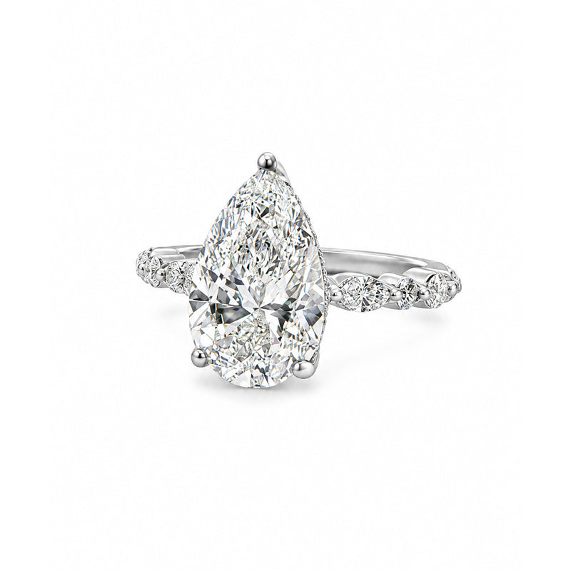Albert's 18k 4.54ct Pear Shaped G SI1 and .46ctw Melle Engagement Ring AJ-R21254/LD24066082