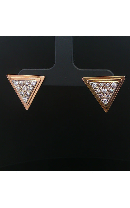 Albert's Estate 14K Yellow Gold .50CTW Round I SI1 Diamond Triangle Earrings EEAR01542