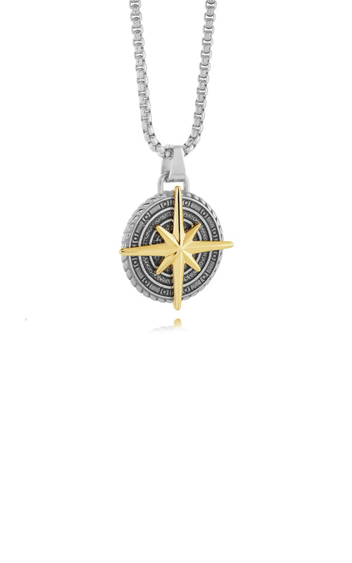 Italgem Stainless Steel and Gold Tone 22" North Star Necklace SP225