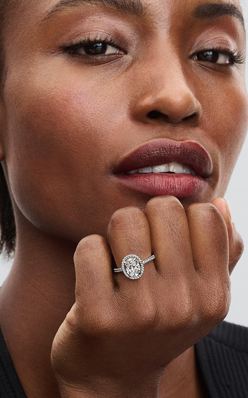 Pandora Oval Sparkling Halo Statement Ring 193777C01-54