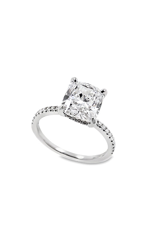 Ashley Lauren 14k White Gold 2.54ct F SI1 Cushion Diamond and .21ctw Round Diamond Hidden Halo Engagement Ring ER12786-C252A/IQJ61611