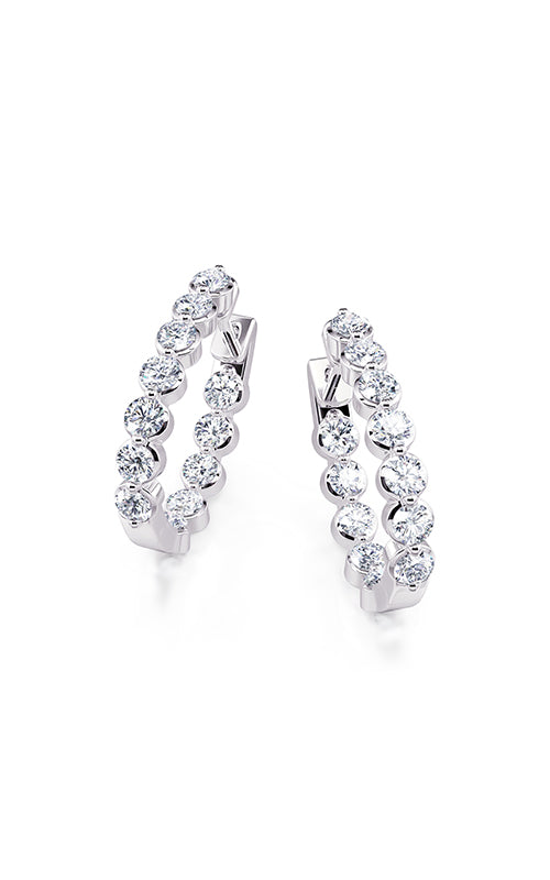 Ashley Lauren 14k White Gold 1.54ctw In and Out Round Diamond Huggie Earrings E1017-152-14W