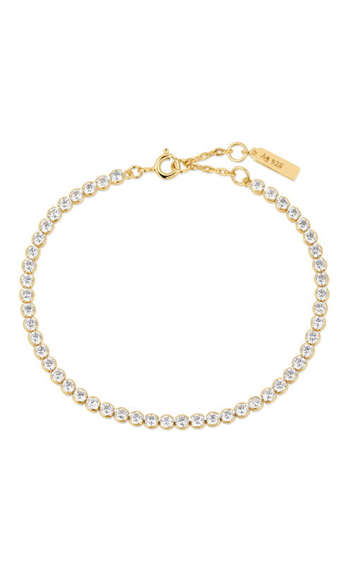 Ania Haie Sterling Silver Gold Plated 7.25" CZ Bezel Adjustable Bracelet B058-06G