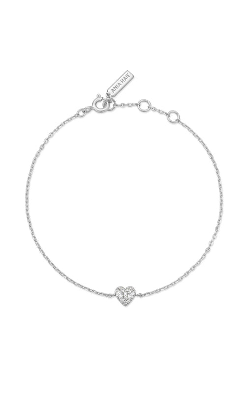 Ania Haie Sterling Silver 7.25" Pave Heart Adjustable Bracelet B064-01H