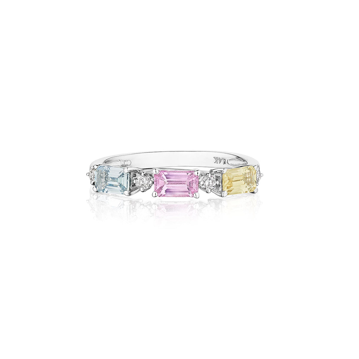 Albert's 14k White Gold 3 Fancy Sapphire .95ct and .09ctw Diamond Ring TW2649R
