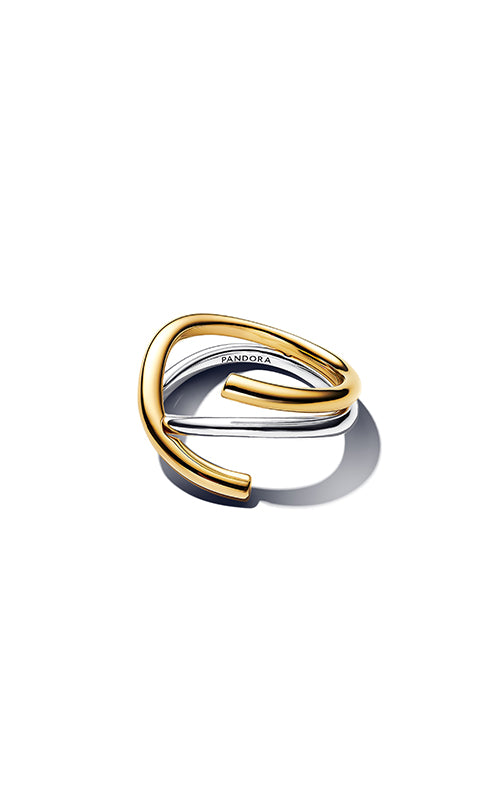 Pandora Organically Shaped Two-tone Double Ring 163889C00-56