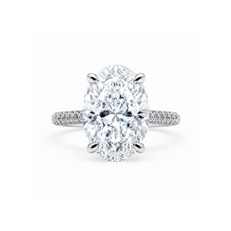 Ashley Lauren 14k White Gold 5.51ct Oval D SI2 Center and 1.12ctw Round Diamond Hidden Halo Sidestones Engagement Ring ER12812-O502A/V113655