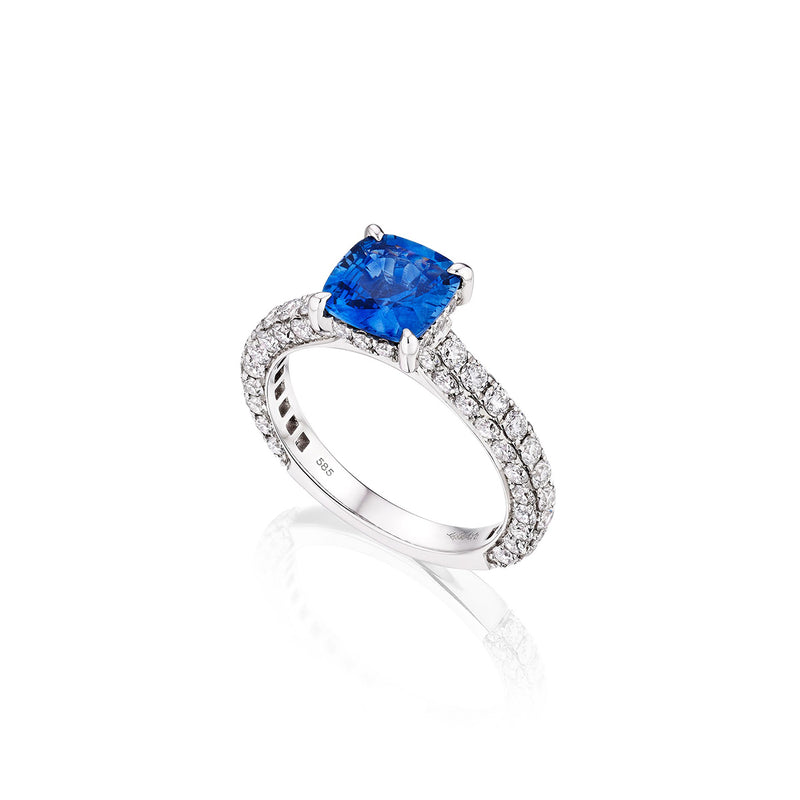 Ashley Lauren 14k White Gold 1.60ct Oval Sapphire and 1.32ctw Round Diamond Ring DSM1C00092/LCSAP00120