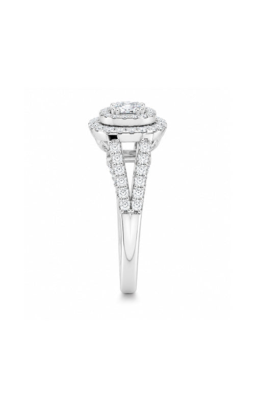 Albert's 14k White Gold .48ctw Cushion H-I SI 1.03ctw Double Halo Split Shank Engagement Ring 465671-A V098863