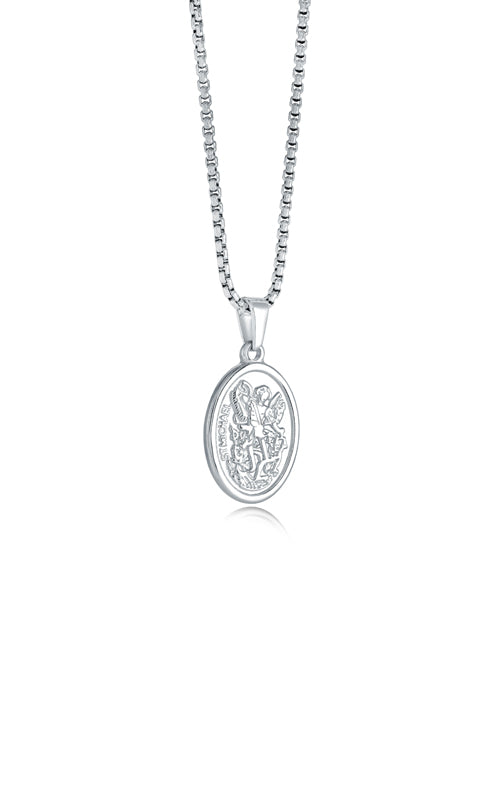 Italgem Stainless Steel Oval 20mm St. Michael 22" Necklace SP462