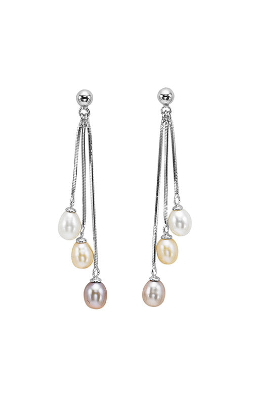 Albert's Sterling Silver White and Pink Pearl Dangle Earrings 130E06WOP-SS CO
