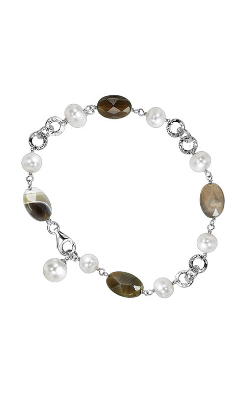 Albert's Sterling Silver White Pearl & Stone Bracelet 586B01-SS CO