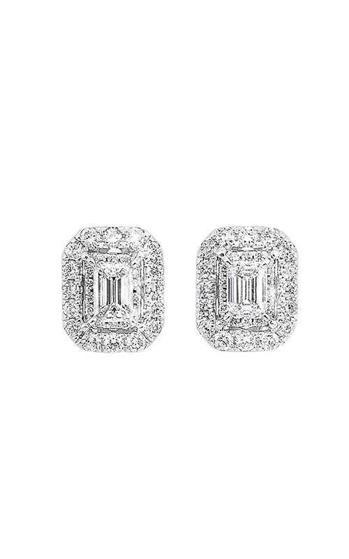 Albert's 14k White Gold 1.00tw Emerald Cut Halo Studs ER10270-4WC CO