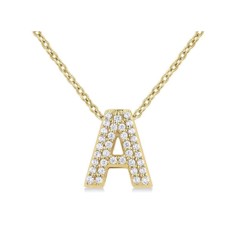Albert's 10k Yellow Gold 18" .10ctw Diamond Bubble "A" Necklace 924F8TSPDYG-A