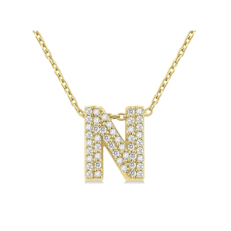 Albert's 10k Yellow Gold 18" .15ctw Diamond Bubble "N" Necklace 924F8TSPDYG-N