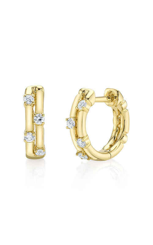 Shy Creation 14k Yellow Gold .17ctw Diamond Huggie Hoop Earrings SC55028371