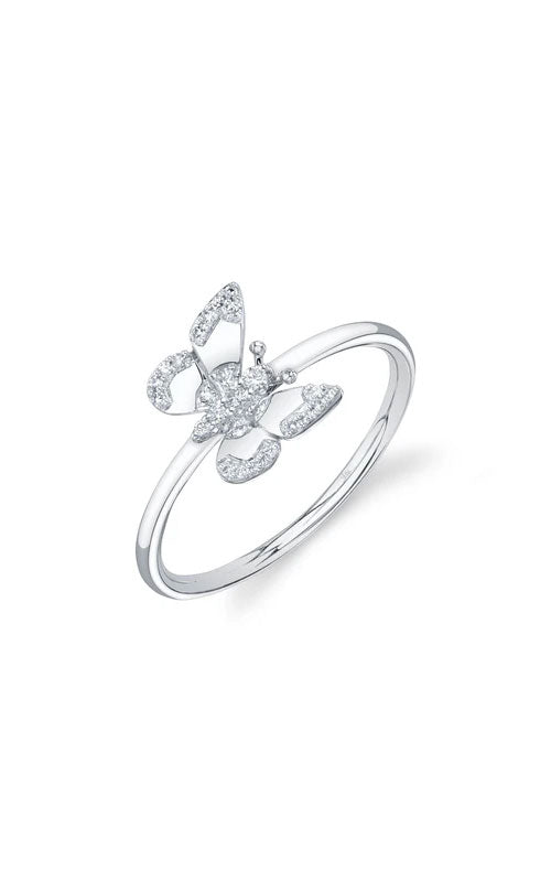 Shy Creation 14KW 0.09Ctw Diamond Butterfly Ring SC55028501