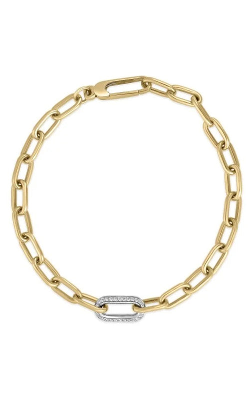 Roberto Coin 18k Yellow and White Designer Gold .25ctw Oval Link Bracelet 9151272AJLBX