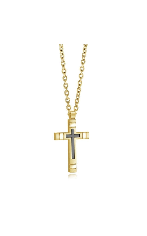 Italgem Gold Plated Stainless Steel Centre Cross 22" Necklace SC243-GO