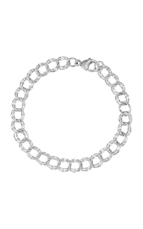 Rembrandt Charms Sterling Silver 7" Large Double Link Dapped Curb Classic Bracelet