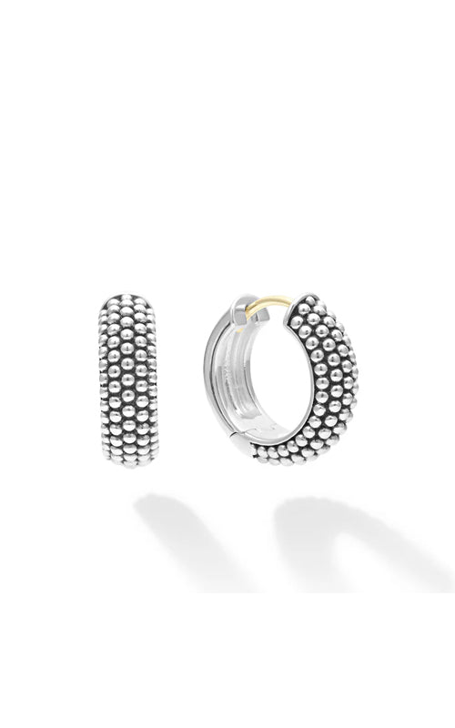 LAGOS Sterling Silver Signature Caviar 15mm Caviar Huggie Earrings 01-81972-00