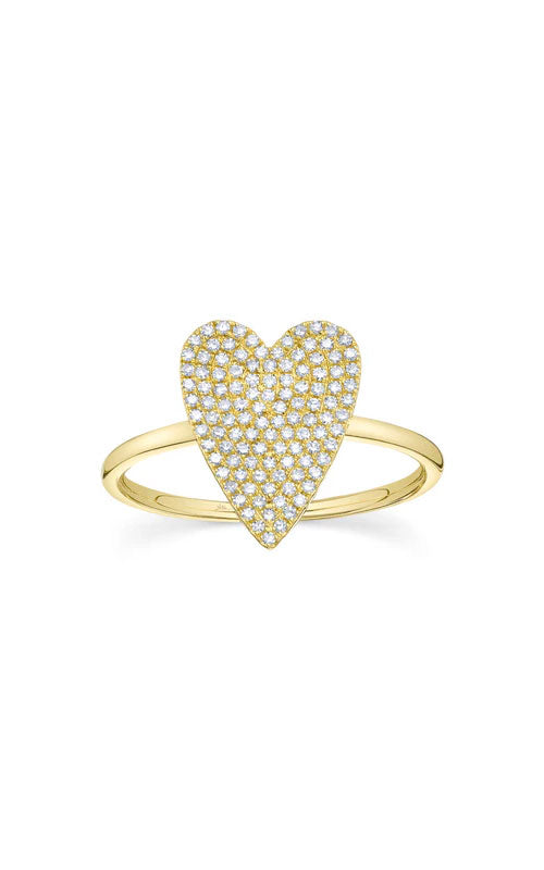 Shy Creation 14 Karat Yellow Gold .26CTW Round Diamond Heart Pave Ring Finger Size 7 SC55009105V2