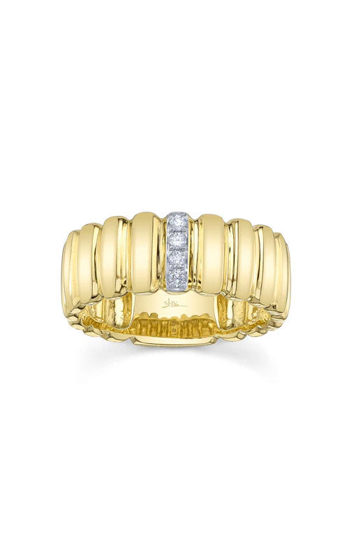 Shy Creation 14 Karat Yellow Gold .07CTW Round Diamond Ribbed Ring Finger Size 7 SC22009228V2RD