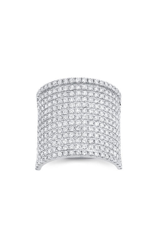 Shy Creation 14 Karat White Gold 2.86CTW Round Diamond Pave Wide Ring Finger Size 7 SC55006168V3