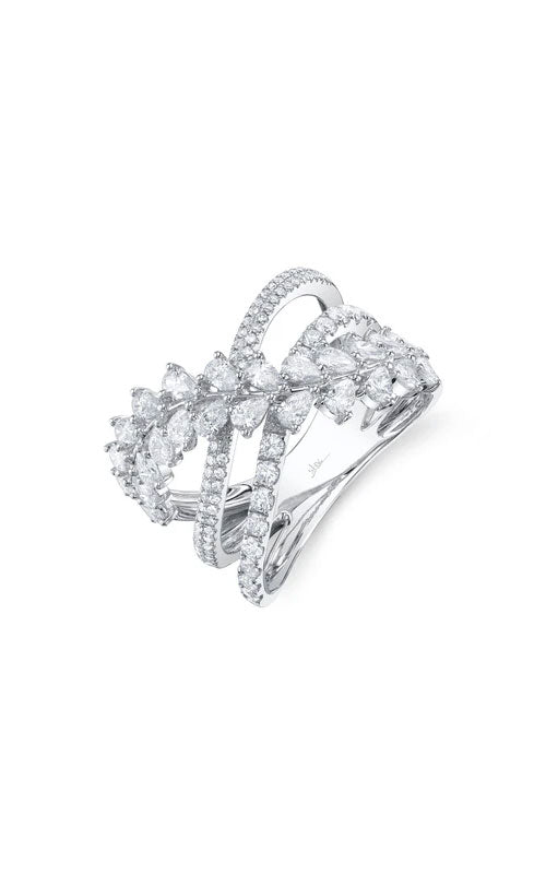 Shy Creation 14 Karat White Gold 1.53Ctw Pear & Round Diamond Bridge Ring Finger Size 7 SC55028088