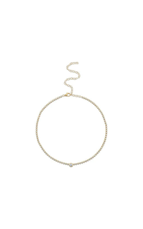 Shy Creation 14K Yellow Gold 2.89ctw Diamond Bezel Tennis Necklace SC55024503