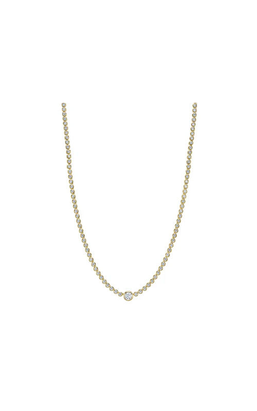 Shy Creation 14K Yellow Gold 2.89ctw Diamond Bezel Tennis Necklace SC55024503