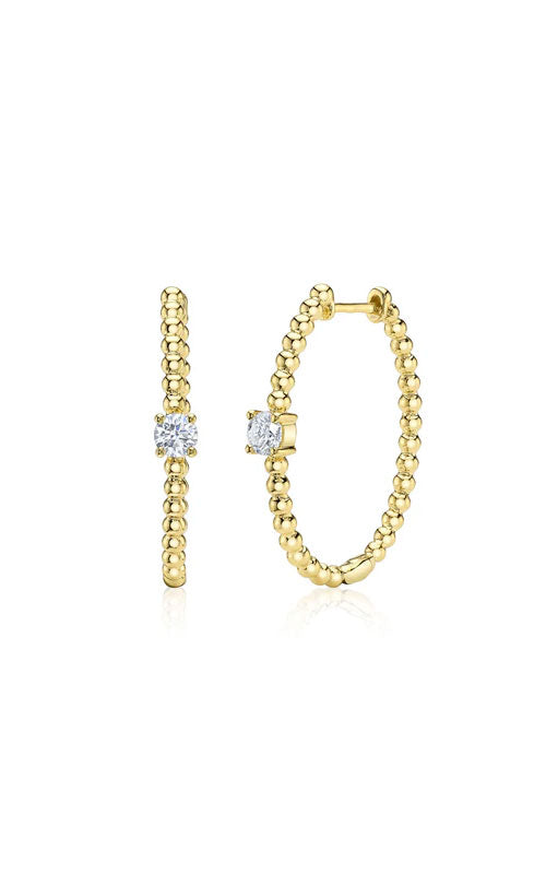 Shy Creation 14K Yellow Gold .37CTW Oval Diamond Hoop Earrings SC55028659H1.00