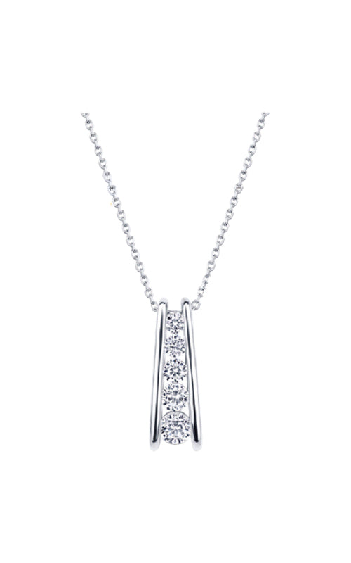Love Story 14k White Gold 18" .50ctw Round Diamond Ladder 18" Necklace- AJ-N9600LJW