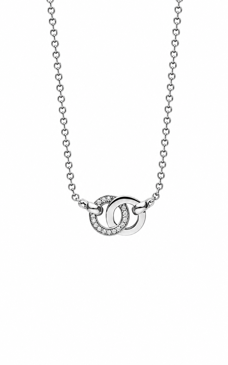 LAGOS Sterling Silver 16-18" Signature Caviar .11tw Interlocking Circle Diamond Necklace 04-81311-DDML