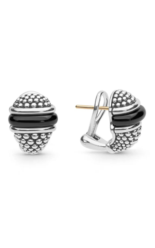 LAGOS Sterling Silver 16x12 Black Caviar Ceramic Studs 01-82146-CB