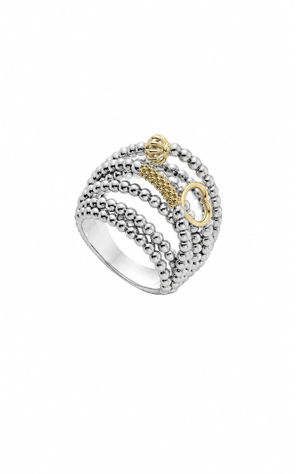 LAGOS Sterling Silver/18ky Caviar Icon Elements Domed Statement Ring 03-80441-7