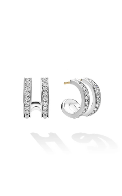 LAGOS Sterling Silver Caviar 18x10 Linear .83tw Diamond Double Row Huggie Hoops  01-82087-DD