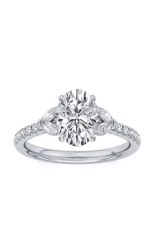 Centurion 14k White Gold 2.09ct E VVS2 100 Facets Oval Center and .43ctw Round Lab Grown Diamond Engagement Ring RG072363-OV-H2C-WLG14-7