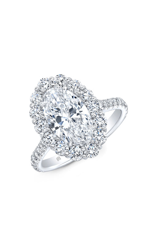 Rahaminov Diamonds 18k White Gold 1.51ct Moval G SI2 GIA and .95ctw Round Diamond Engagement Ring M64-0081