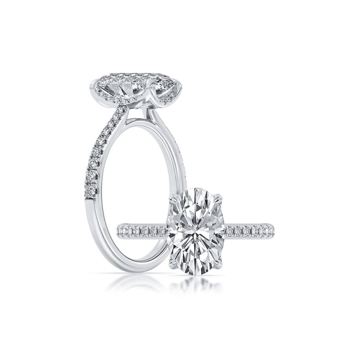 Albert's 14k White Gold 5.05ctw Oval F VS2 Center and .37ctw Round Lab Grown Bold Engagement Ring RG073839-OV-5C-WLG14-7
