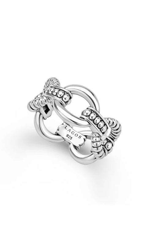 LAGOS Signature Caviar Sterling Silver Caviar 10mm Link Ring 03-80829-7
